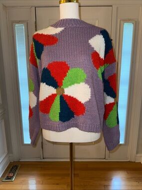 Lavender Floral Crewneck Sweater - Multicolor Bloom